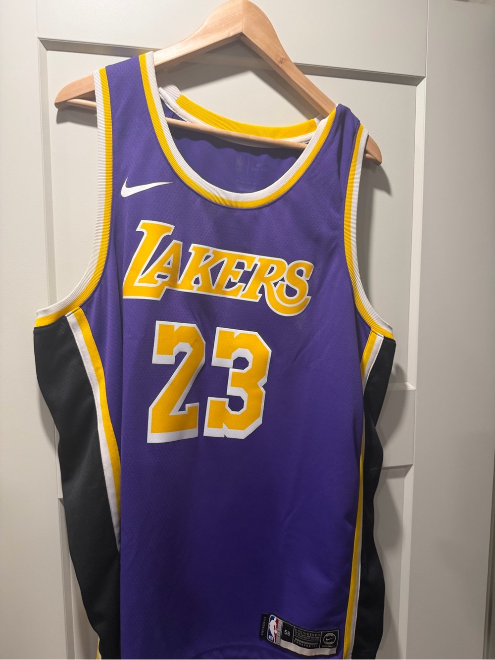 Nike Purple and Gold Lakers #23 LeBron James Jersey
